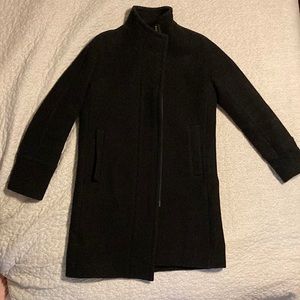 J Crew stadium cloth coat, black, size 0. Good condition.